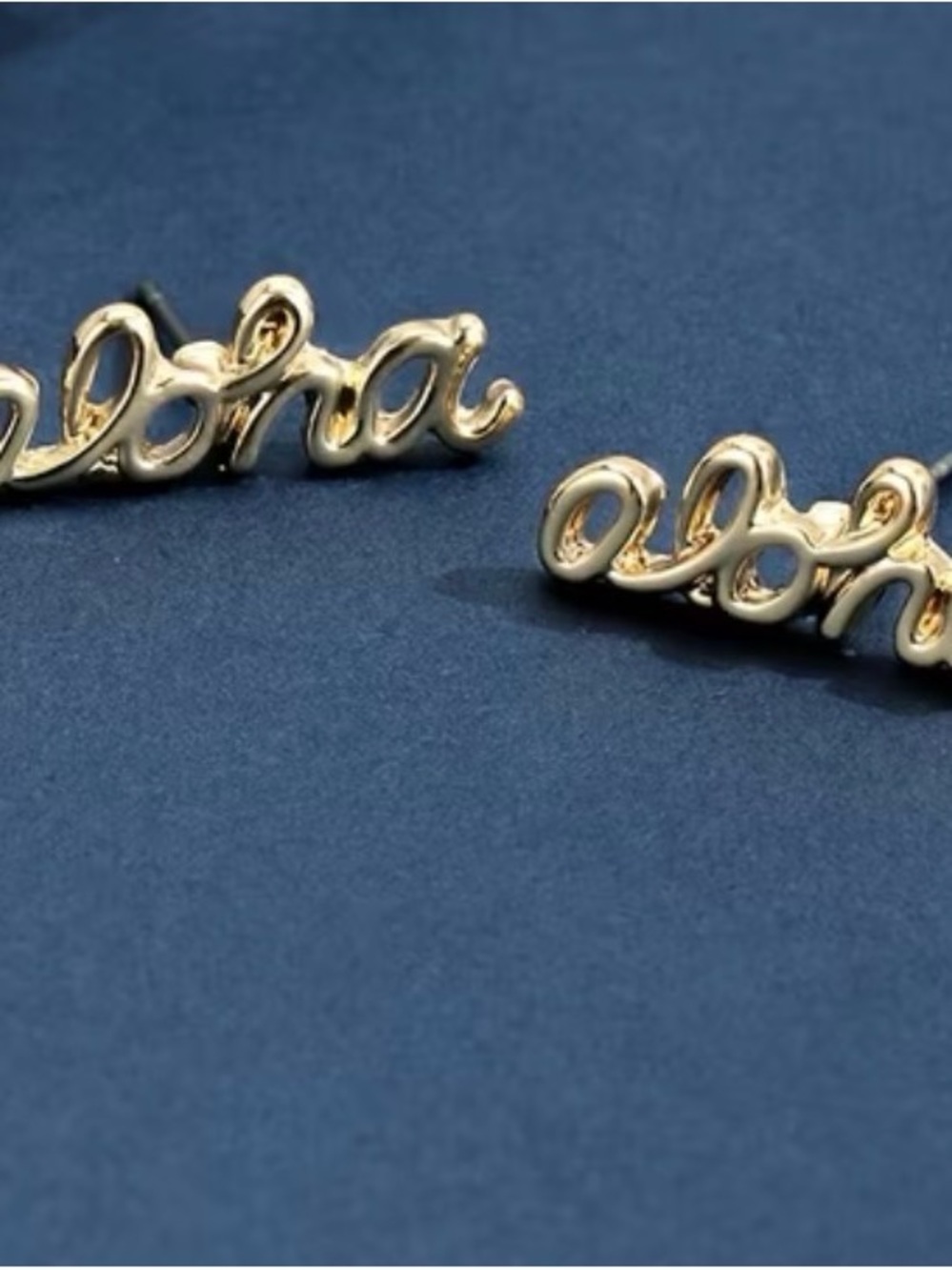 Gold Script Name Stud Earrings - Women Jewelry